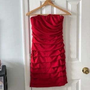 Strapless ruffled cocktail dress